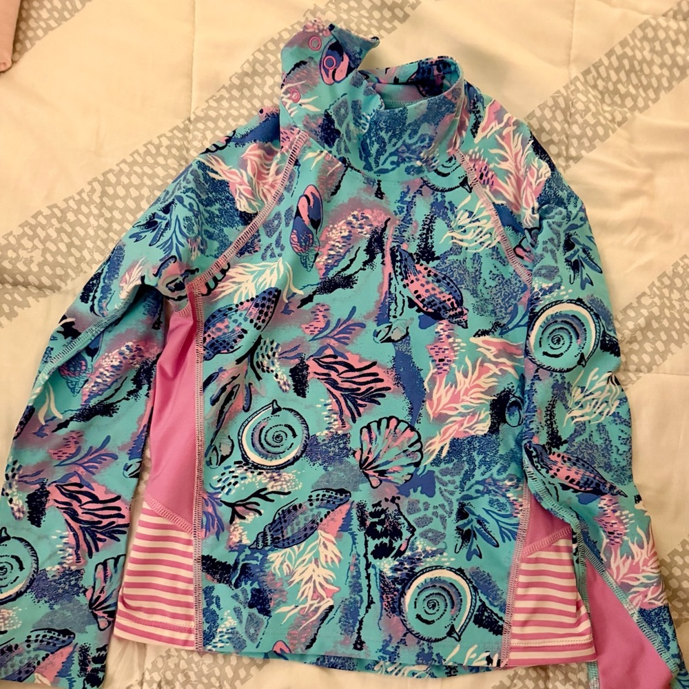 Coolibar Kids Ocean Adventure XS Rashguard - Blue and Pink
